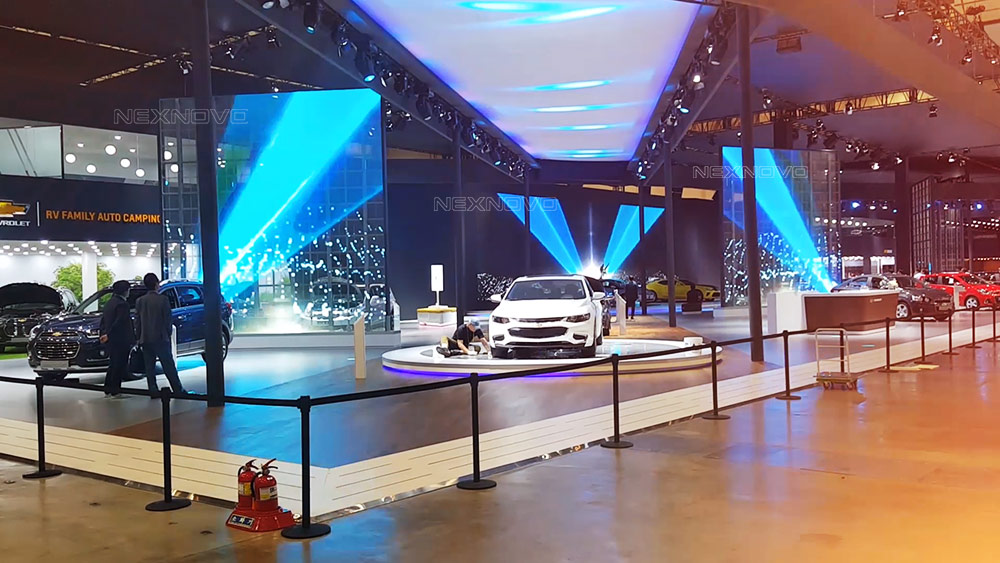 韓國(guó)雪佛蘭車展透明LED租賃屏